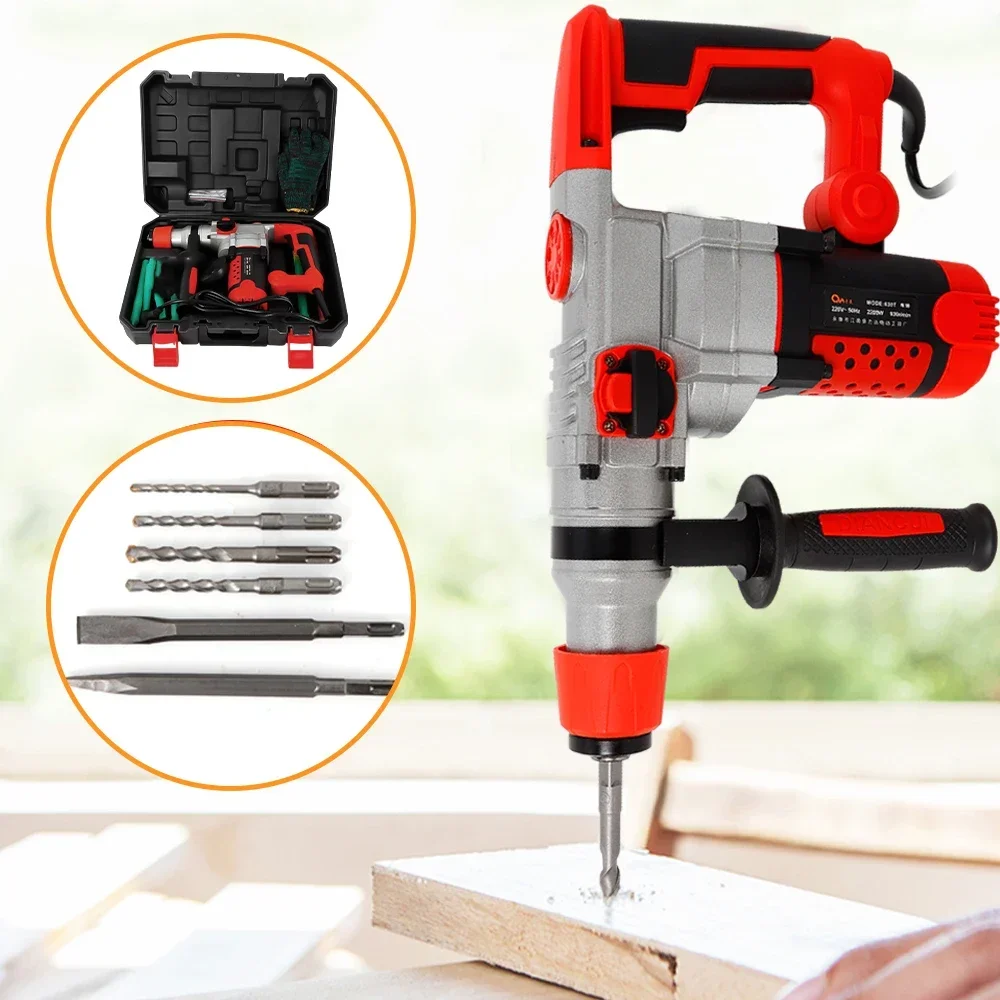 2200W Electric Breaker Jackhammer Concrete Electric Demolition Hammer Impact Drill Demolition Hammer Jack Drill Tool Set