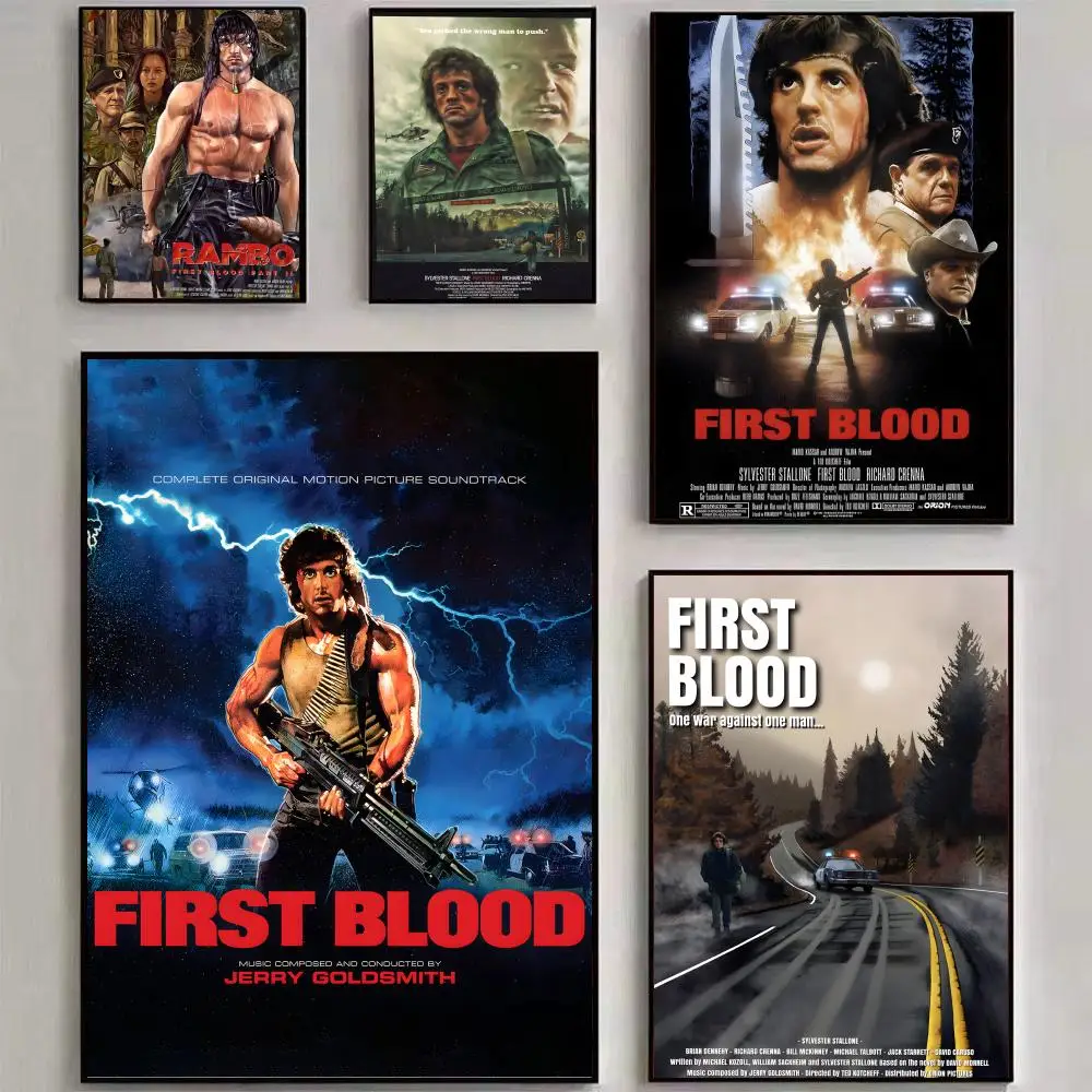 Póster en lienzo con caligrafía de Rambo First Blood, arte de pared, decoración estética para el hogar, para sala de estar