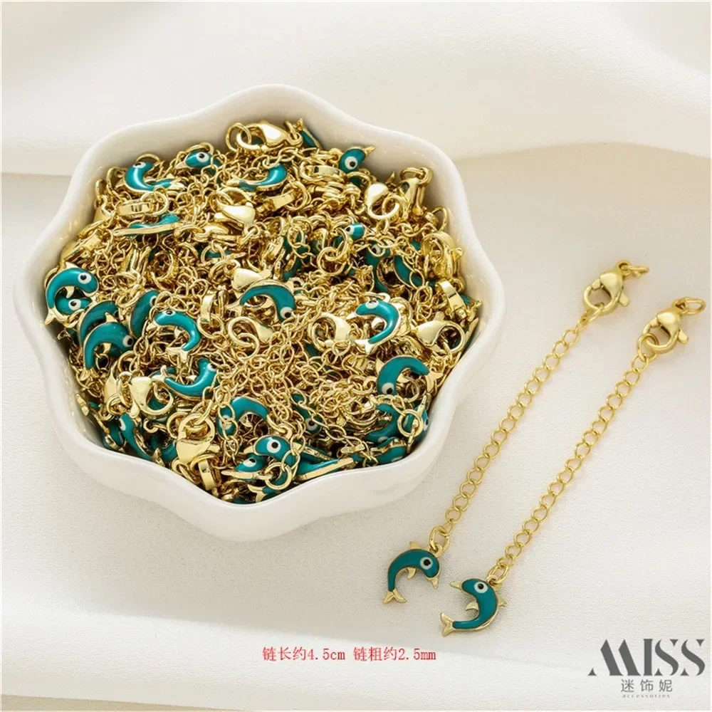 14K الذهب ملفوفة الحب ذيل حصان سلسلة معلقة دولفين الفلفل قطرة الماء جراد البحر مشبك الذيل سلسلة DIY بها بنفسك اليدوية مجوهرات اكسسوارات