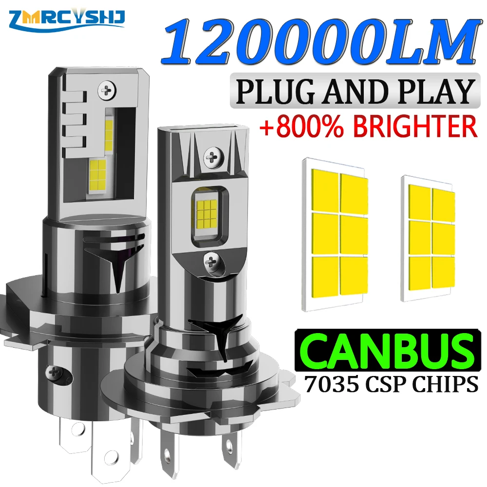 H7 H4 Bi LED Headlight Bulbs CANBUS 1 : 1 Mini Wireless Car Lights  Super Bright Auto Ampoule Spotlight Fog Lights Plug&Play 12V