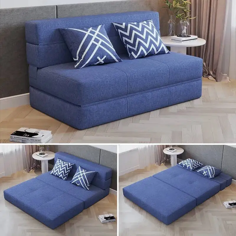 Recliner Minimalist Fabric Beanbag Designer Living Room blue Foldable Sofa Bed Chaise Daybed Luxury bedroom Furniture
