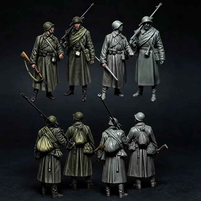 1/35 Die Cast Resin Military Soldier Figures Blank Unpainted DIY Model (2 People)