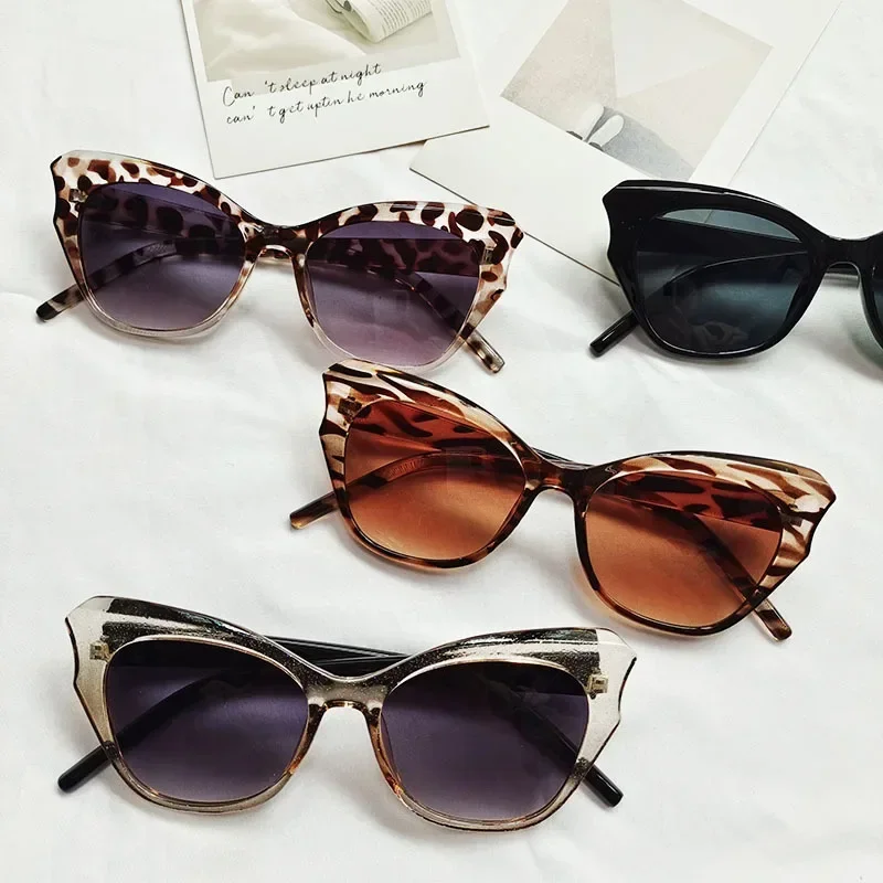 2024 Trendy European American Cat's Eye Sunglasses Gel Color Ins Fashionable Sunglasses Resin Frame Women's Lunette Soleil Femme