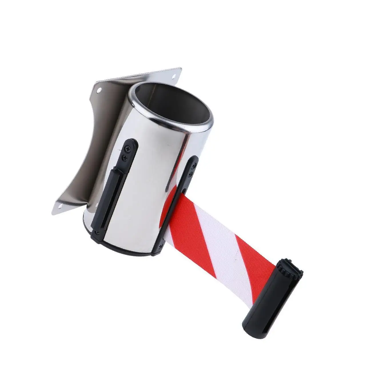 Stanchion طابور حاجز جدار جبل التحكم في الحشود قابل للسحب الشريط أسود أصفر 2 متر #1