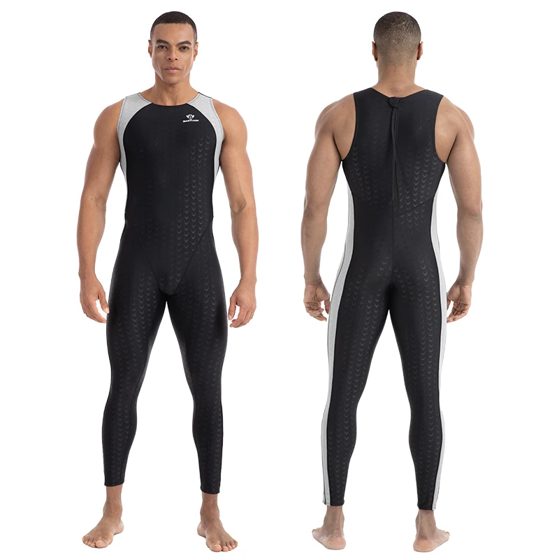 

Men'S Black Sleeveless Competitive Swimwear Durable Waterproof One Piece Racing Swimsuit For Professional Training Competition