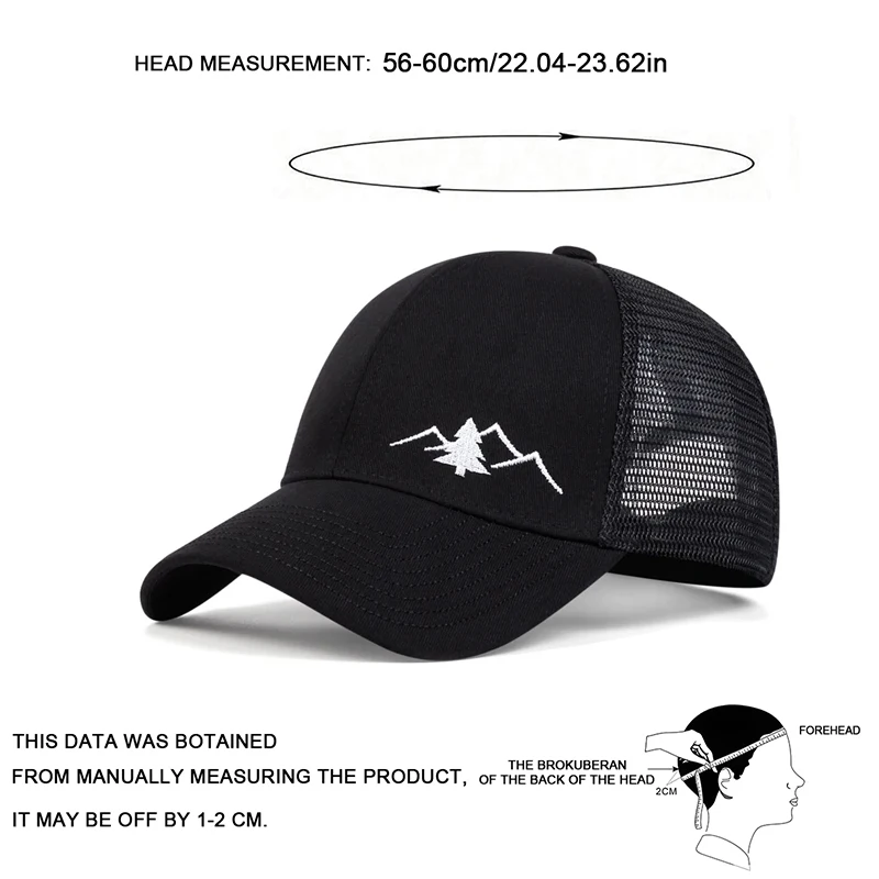 Unisex Mountain Embroidery Breathable Baseball Net Caps Spring and Autumn Outdoor Adjustable Casual Hats Sunscreen Hat