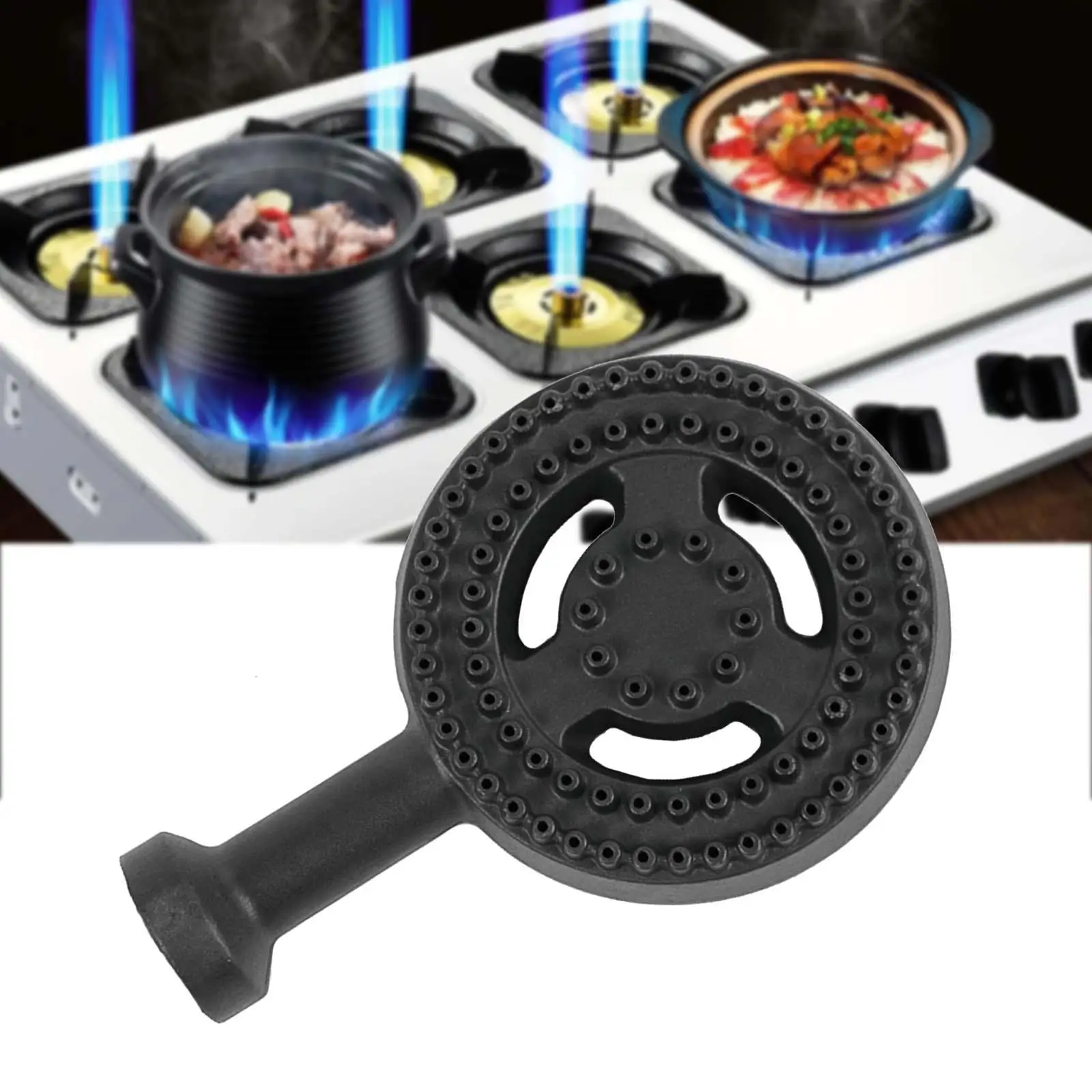 Burner Head Cast Iron Round Strong Firepower Gas Stove Accessory Heat Evenly for Picnics Camping Travel Camp Equipment Hiking