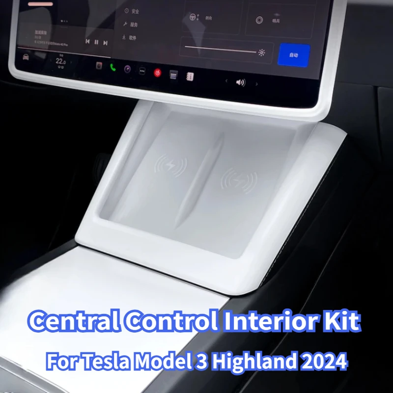 Dekorativer Rahmen für kabelloses Laden, passend für Tesla Model 3 Highland/Model Y Juniper, Silikon-Pad für die Mittelkonsole, Autozubehör. – Detail 1