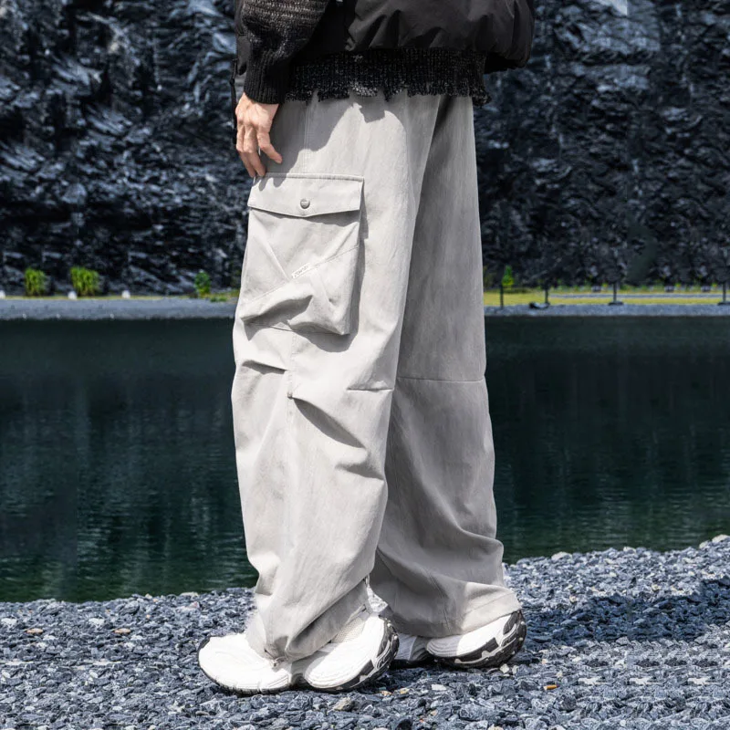 HKSH Primavera Autunno dei Nuovi Uomini Alla Moda Casual Multi-tasche Pantaloni Cargo Outdoor Funzionale Coulisse Elastico in Vita Techwear HK13993