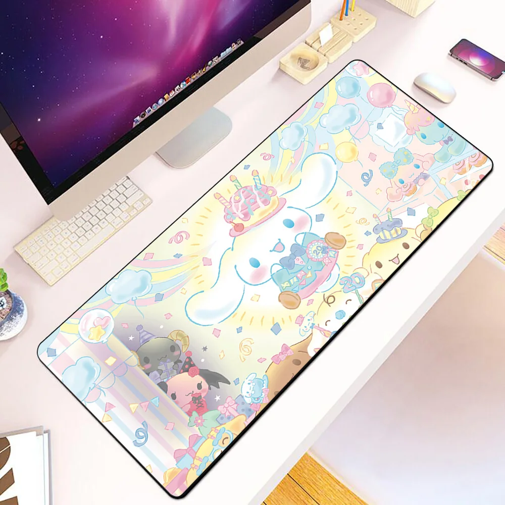 Sanrios Cinnamoroll Mousepad HD Printing Computer Gamers Locking Edge Non-slip Mouse Pad XXL90x40cm Keyboard PC Desk Pad