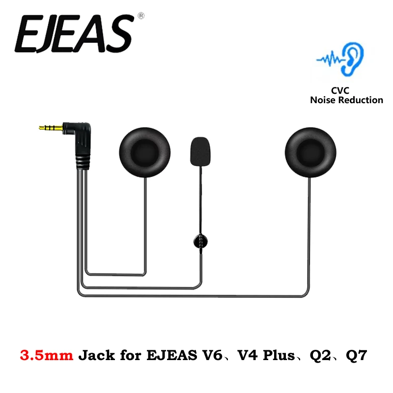 For V6 Series Q2 Q7 V4 Plus Motorcycle Helmet Headset EJEAS 3.5mm Jack HiFi CVC Noise Reduction Microphone Headset