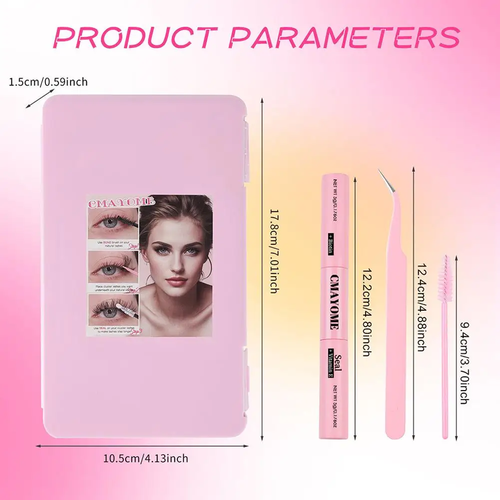 Zestaw do samodzielnego przedłużania rzęs Klej do rzęs z utwardzaczem Zestaw kępek rzęs Manga Naturalne gęste rzęsy do przedłużania Narzędzie do makijażu oczu