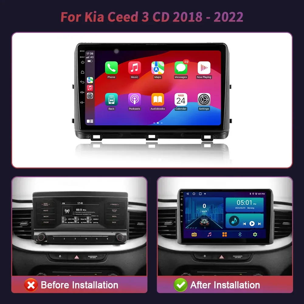 Android 14 Car Radio For Kia Ceed 3 CD 2018-2022 Multimedia Navigation GPS Wireless Carplay Stereo Head Unit 4G 2 Din Screen