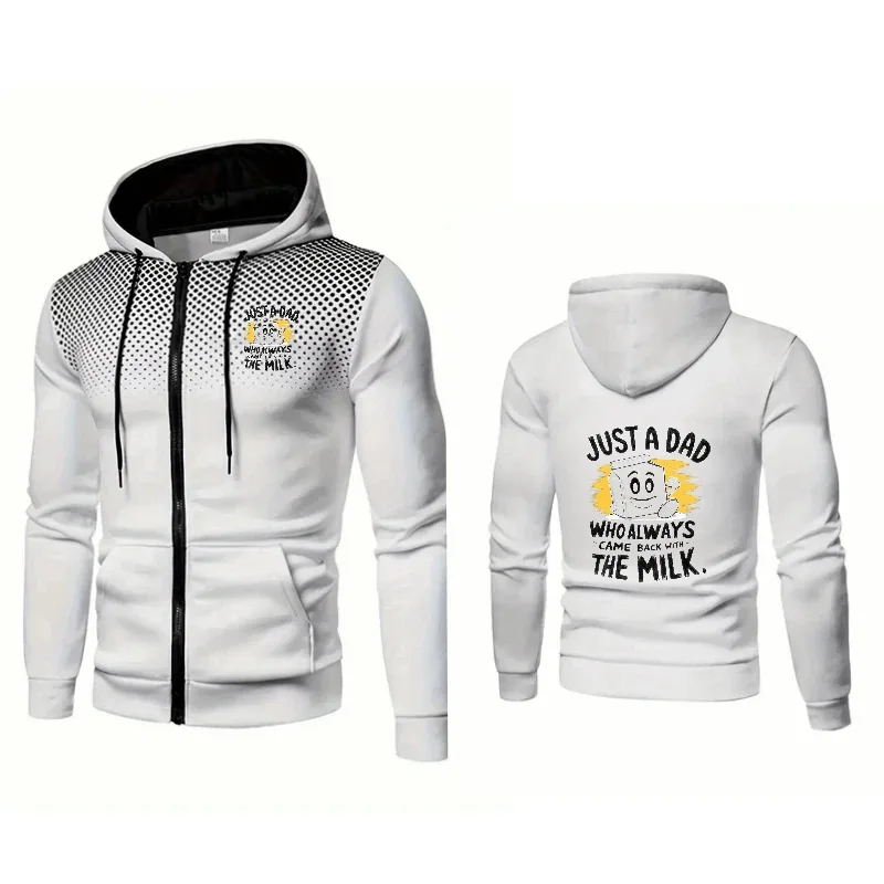 سترة رجالية بغطاء للرأس باللون الأزرق مجرد أبي يحصل على نمط مطبوع بالحليب ملابس خارجية غير رسمية كهدية لعيد الأب