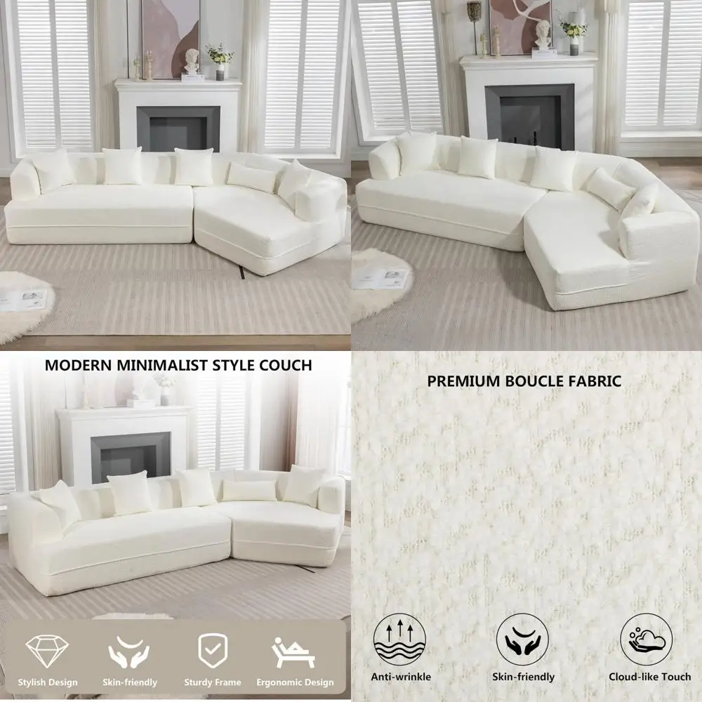 أريكة زاوية، أريكة بوكل مقسمة معيارية، أريكة عميقة مريحة على شكل سحابة، لا حاجة إلى تجميع أثاث غرفة المعيشة لغرفة المعيشة #1