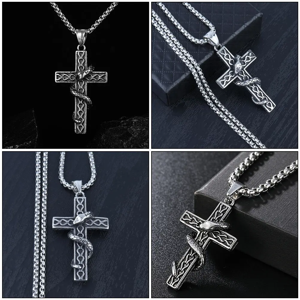 1Pcs Titanium Steel Necklace Creative Cross Pendant Stylish Sweater Chain Long-Lasting Neck Accessory Charming Gift for Birthday