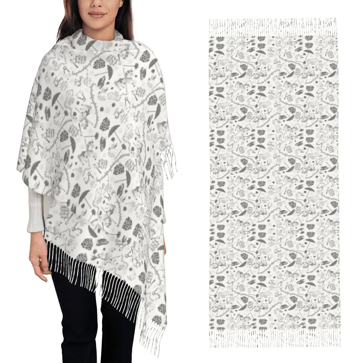 Mary Poppins Scarf Tassel Scarves Women Soft Warm Shawls and Wraps Long Fall Winter Shawl Wrap