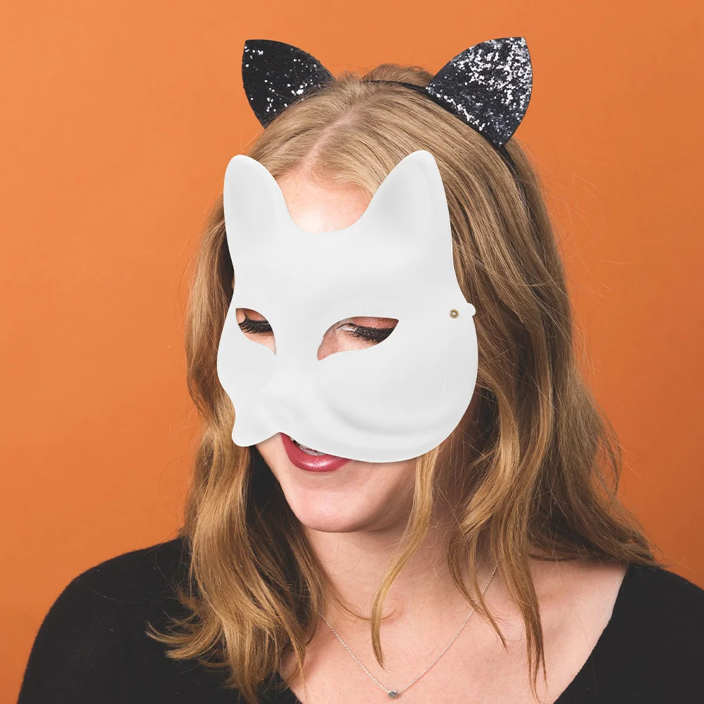 Animal Fox Pulp Halloween Mask, Decoração Simples, Decore Máscaras De Papel, Trajes De Prop Branco