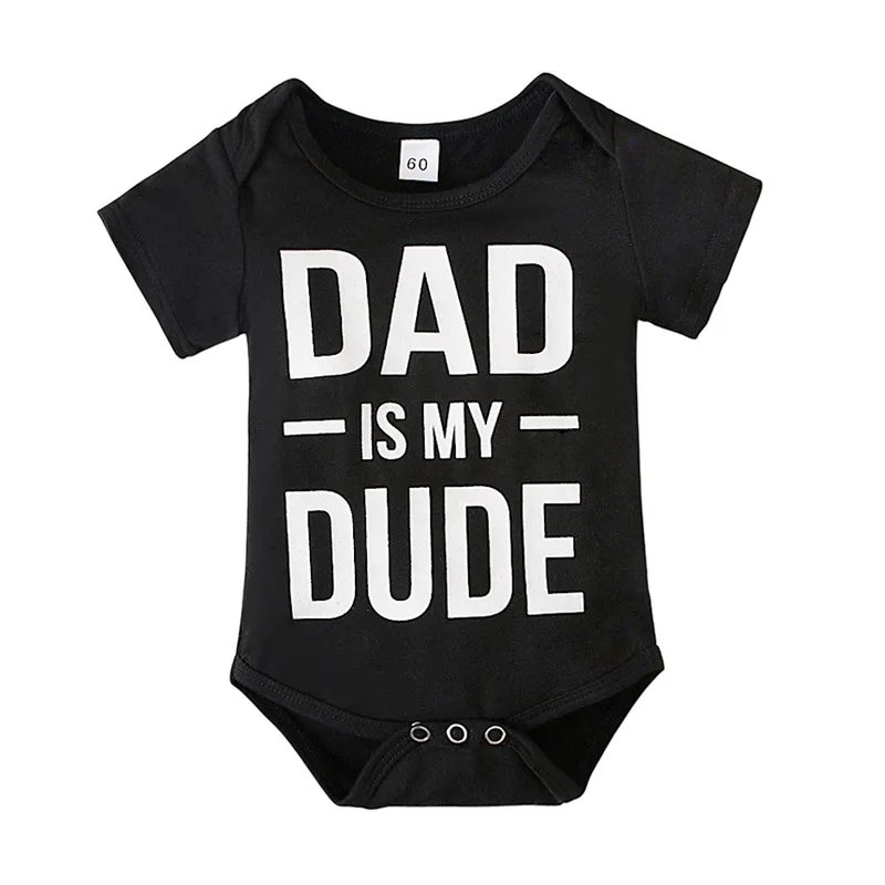 Newborn 0-6M Baby Boy Romper Bodysuit Letter DAD Black Color Girl Jumpsuit Infant Playsuit Climbing Outfit Toddler Clothes A674
