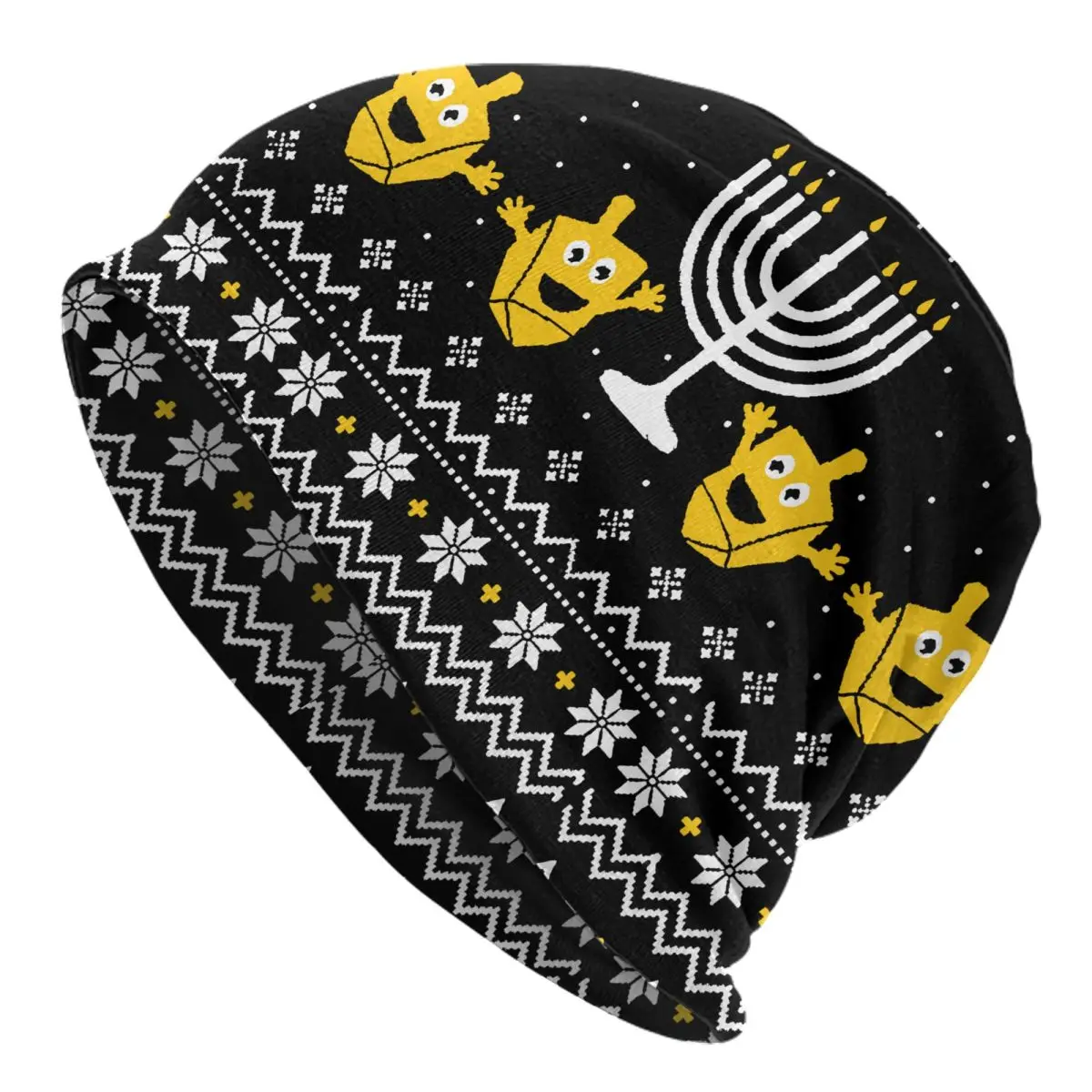 Christmas Hanukkah Pattern Bonnet Hat Vintage Outdoor Skullies Beanies Hat Men's Women's Spring Head Wrap Cap