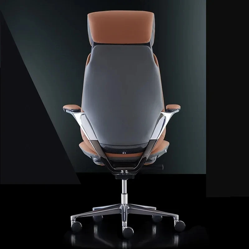 

Italian light luxury leather boss office, study computer, comfortable class, president swivel chair can lie down