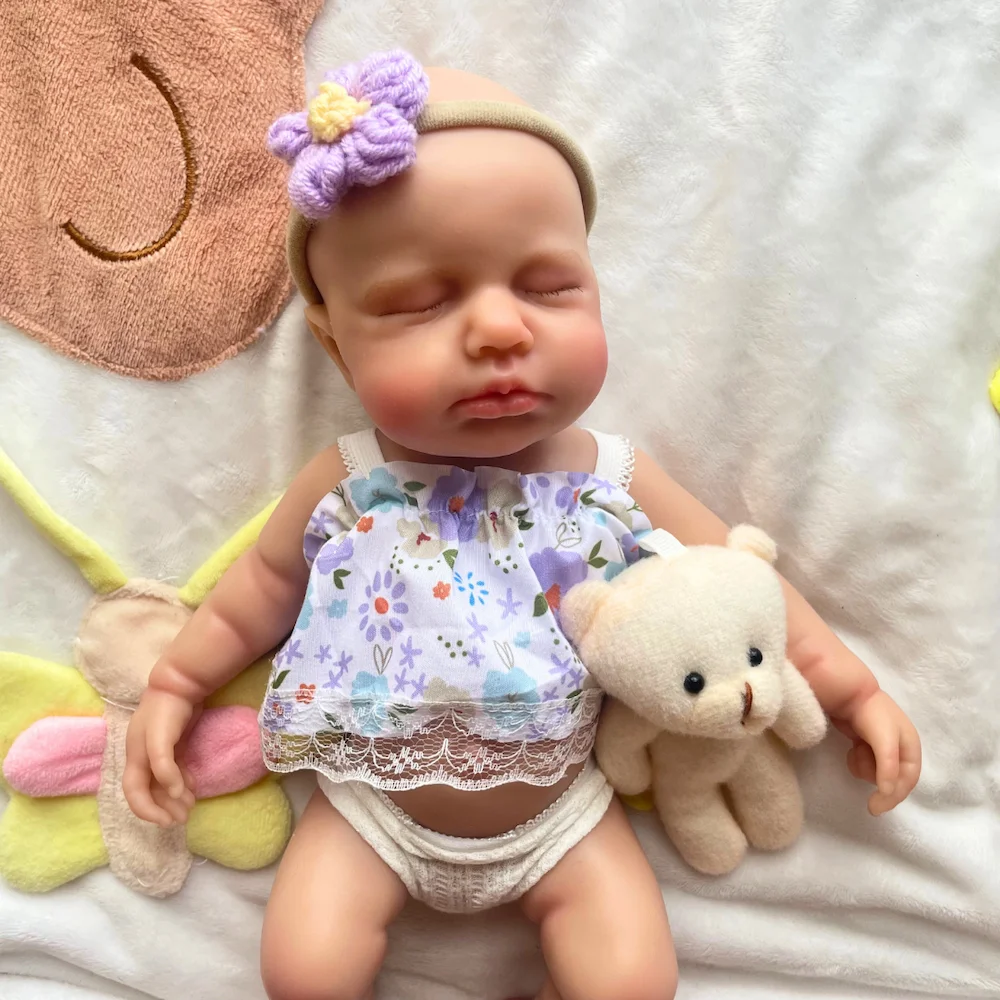 

Mini 13 Inch Finished Full Silicone Reborn Baby Doll LouLou Lifelike Soft Solid Silicone Body Girl Washable Christmas Gift Toy