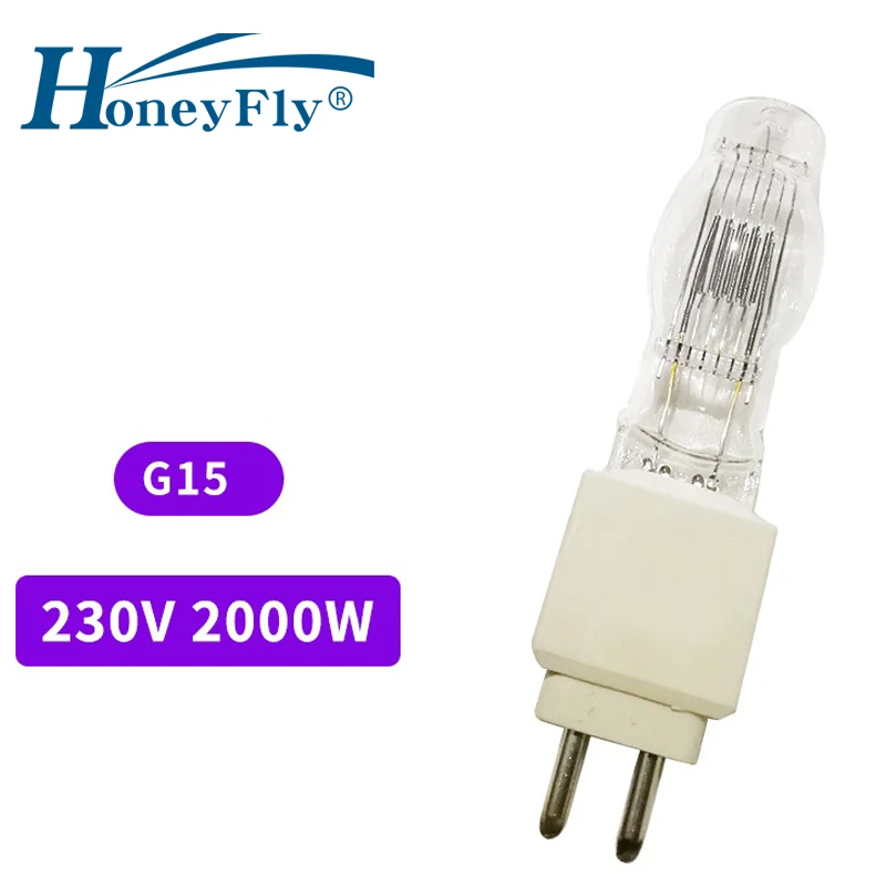 HoneyFly G15 Stage Halogen Lamp Bulb 230V 2000W Capsule Clear Aero Ship GY15 Focus Stage Light Film and Television