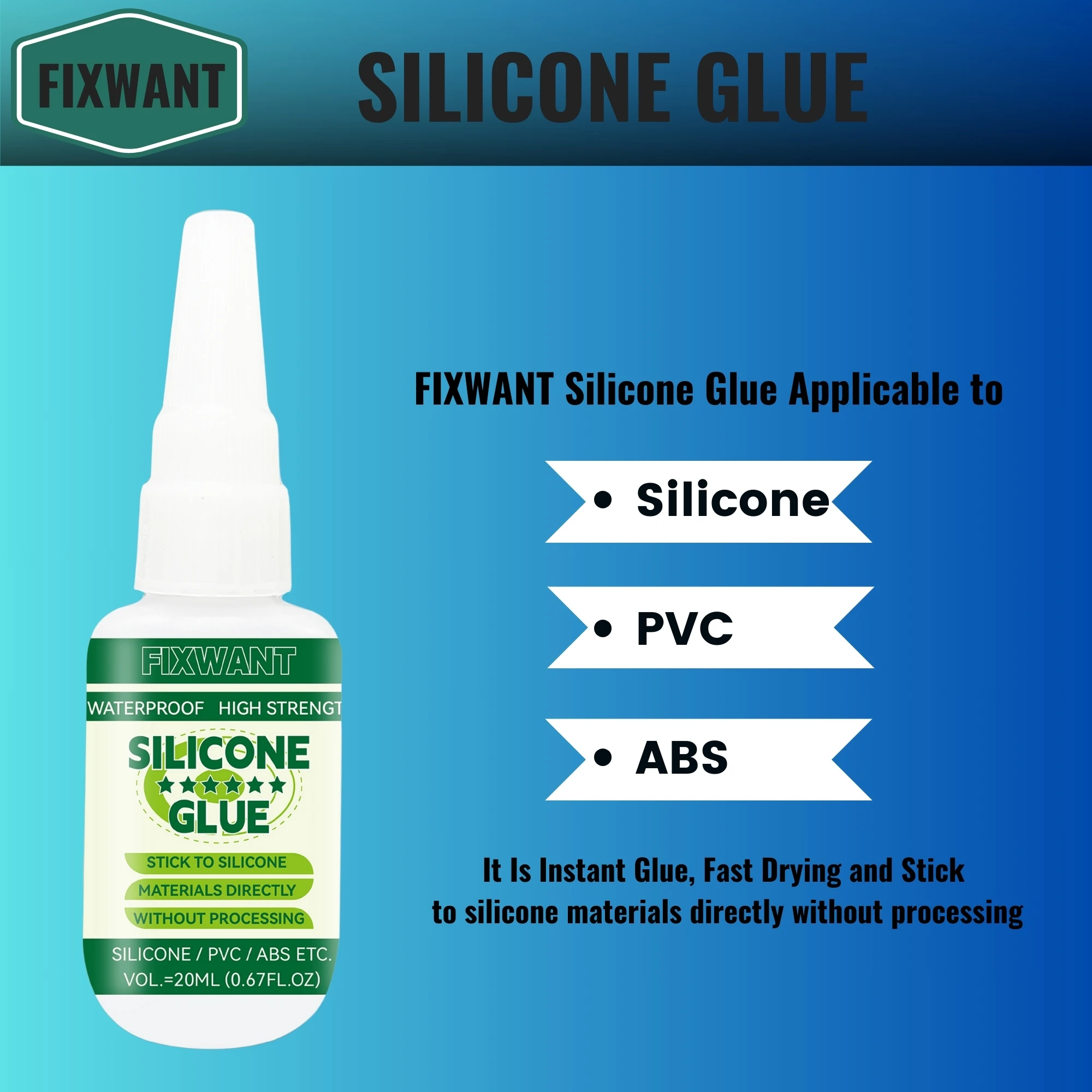 

20ML/30ML Silicone Glue TPR/ TPU/ PVC/ ABS/ Latex Leather and Wood Super Adhesive