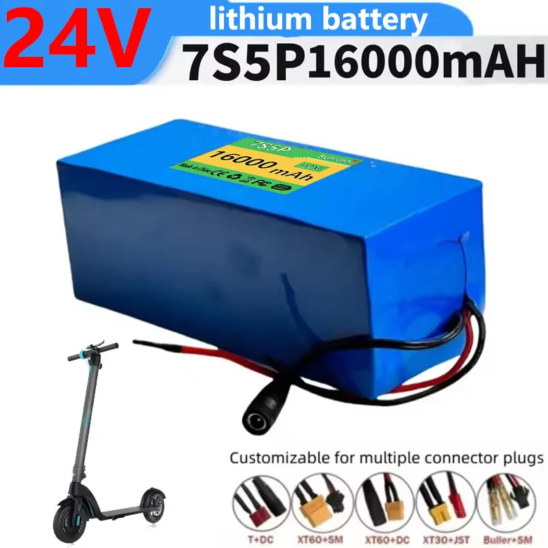 

Batterie Au Lithium Pour Scooter Électrique, Batterie Avec Pack, 24V, 16Ah, 18650, 7s5p, 16000mAh, 1000W, 29.4V