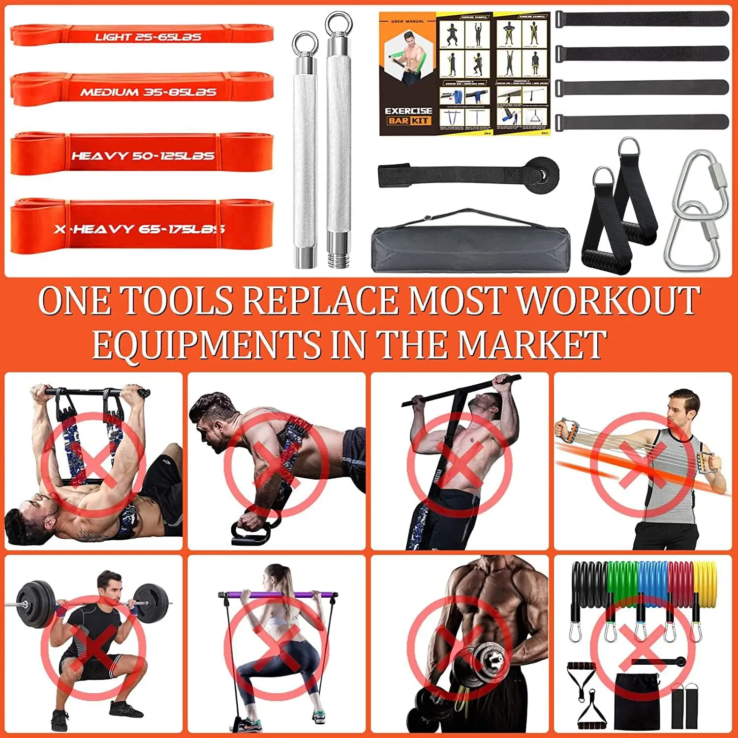 Heavy-Duty Resistance Band Bar Set 4