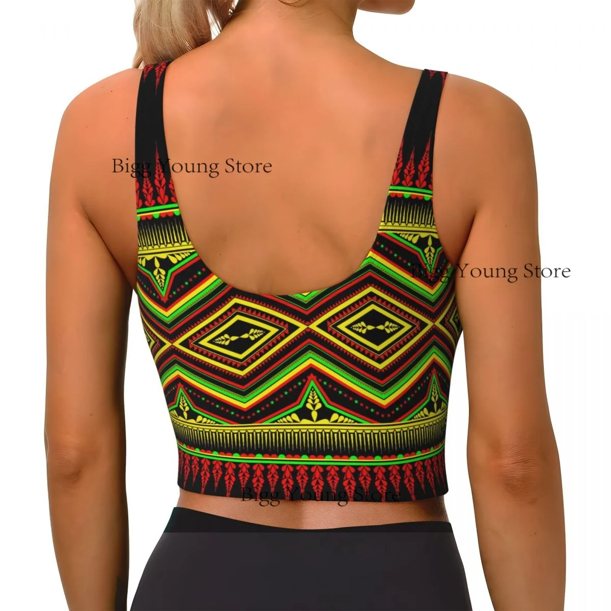 Reggiseno sportivo da donna che corre abbigliamento da yoga gilet vibrante gilet fitness con raccolta tribale africana