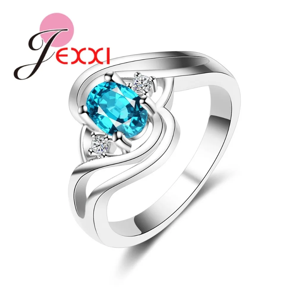 Top Quality Fashion Ring with Blue CZ Crystal for Women/Men Wedding Jewelry 925 Sterling Silver AAA Zircon Ring Wholesale