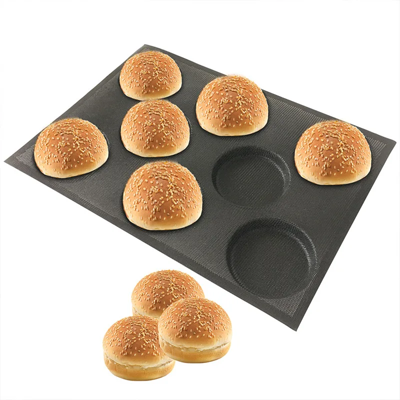 1PC  Silicone Mold Food Grade High Temperature Resistant Bread Baking Plate Household Hamburger Bread Baking Mold