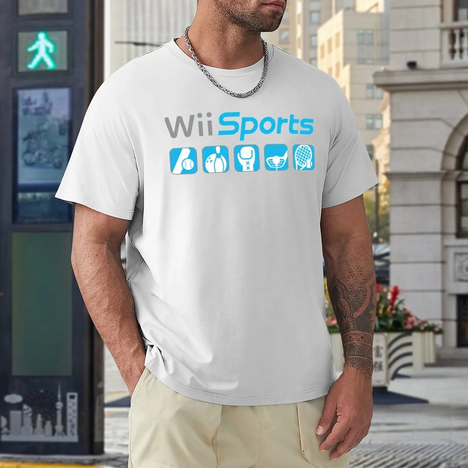 Camiseta esencial deportiva de Wii para hombre, camiseta de manga corta, ropa estética