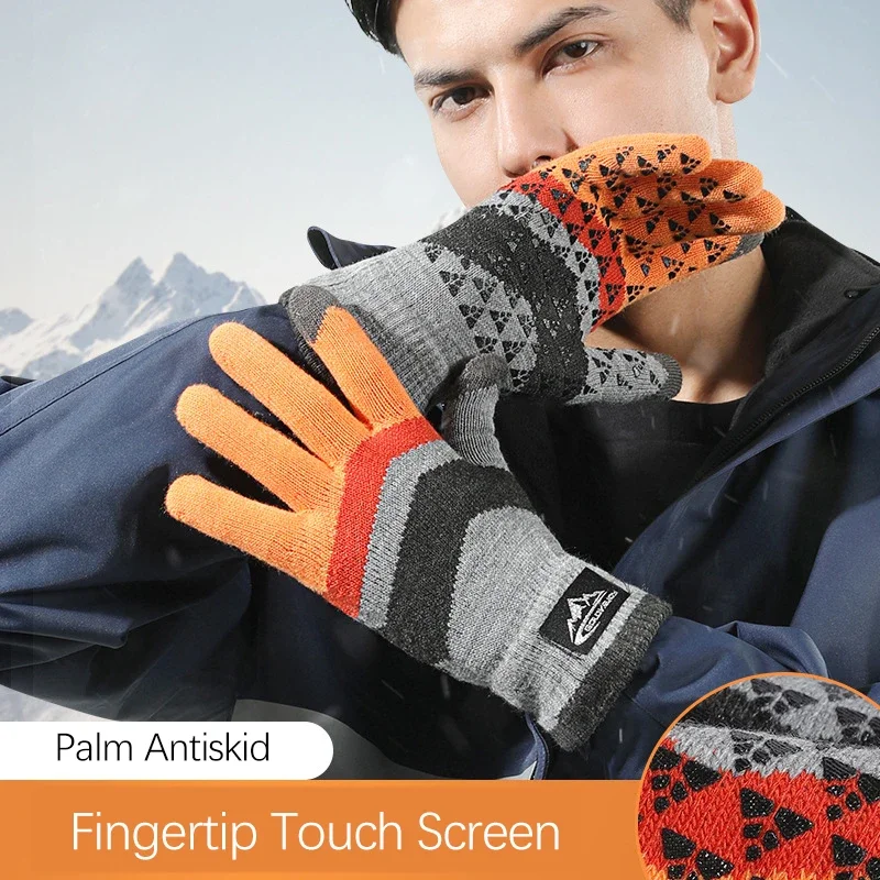 Guantes de punto cálidos para hombre y mujer, manoplas de lana triangulares antideslizantes para pantalla táctil, a prueba de viento, personalidad de ciclismo, moda de invierno