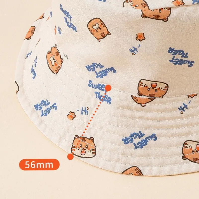 Letter Embroidered Baby Bucket Hat Double Sided Print Toddler Baby Boys Girls Fisherman Caps Cute Print Kids Sun Hat view 6
