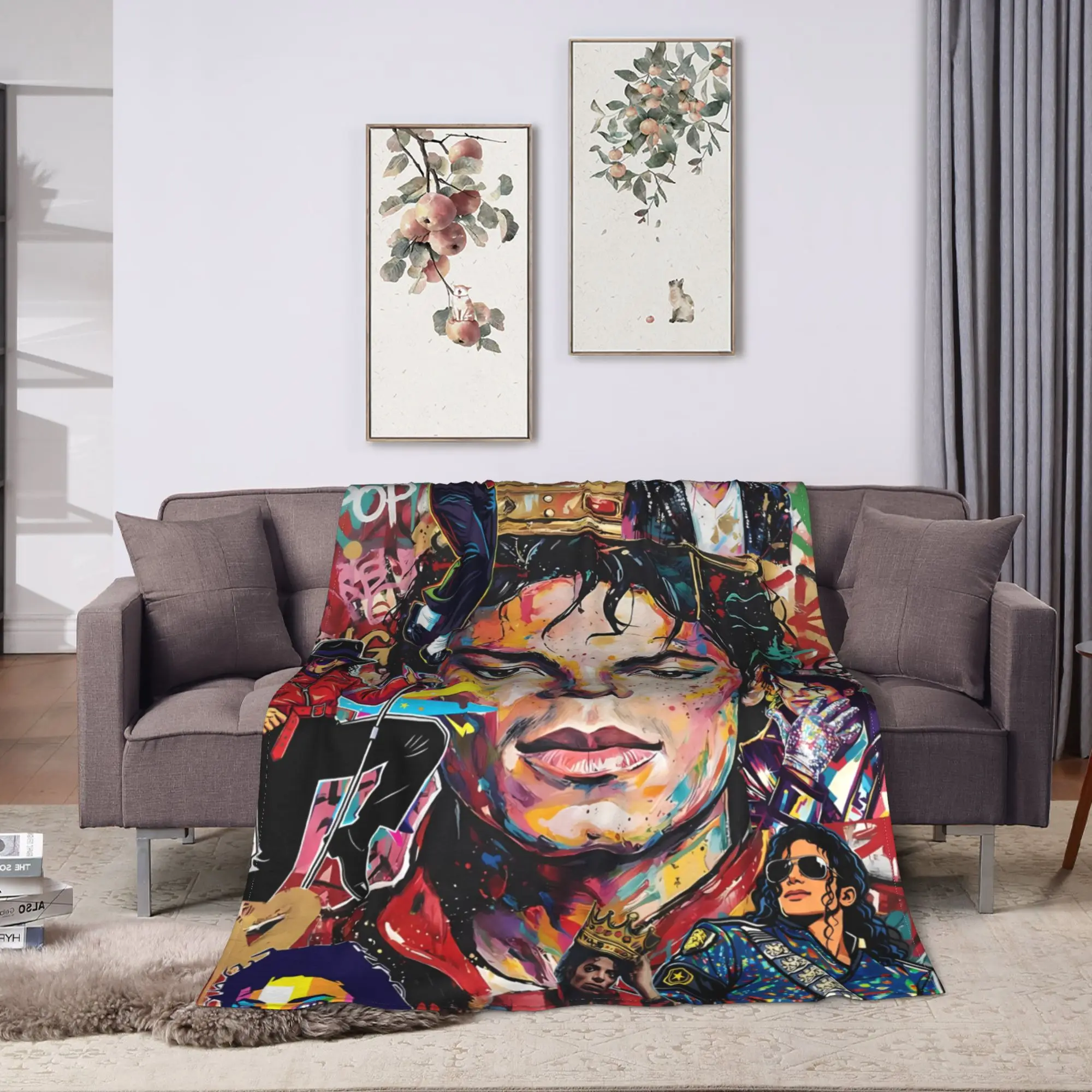 Soft Warm Blanket Picnic Michael Jackson Throw Blanket  Flannel Bedspread For Living Room Street Trend Sofa Bed Cover