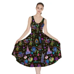 New 2024 Disney Main Street Electrical Parade Sexy Dress for Women's Disney Fashion Holiday Dress Short Sleeve Drss Beach Dress
