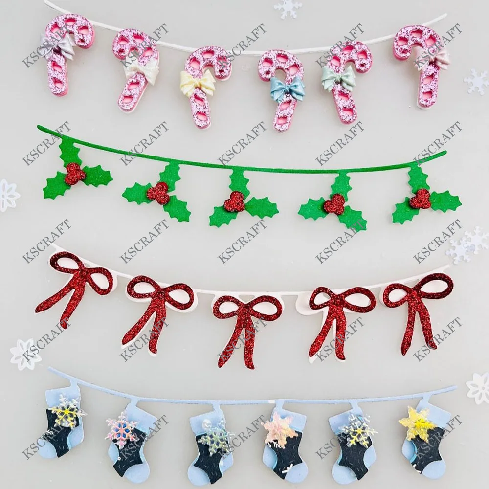 KSCRAFT 2024 Christmas Garlands Cutting Dies Stencils for DIY Scrapbooking Decorative Embossing DIY Paper Cards