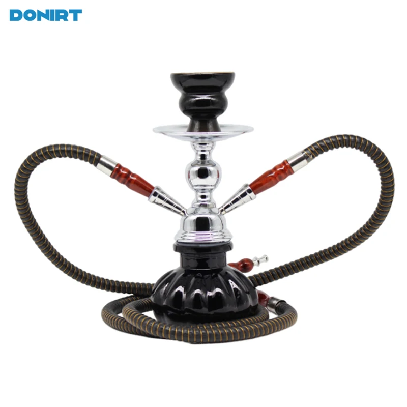 Small Glass Shisha Pipe Hookah Set With Double Hose Bowl Charcoal Tong Narguile Completo Chicha Cachimba Pipa Nargile Water Pipe