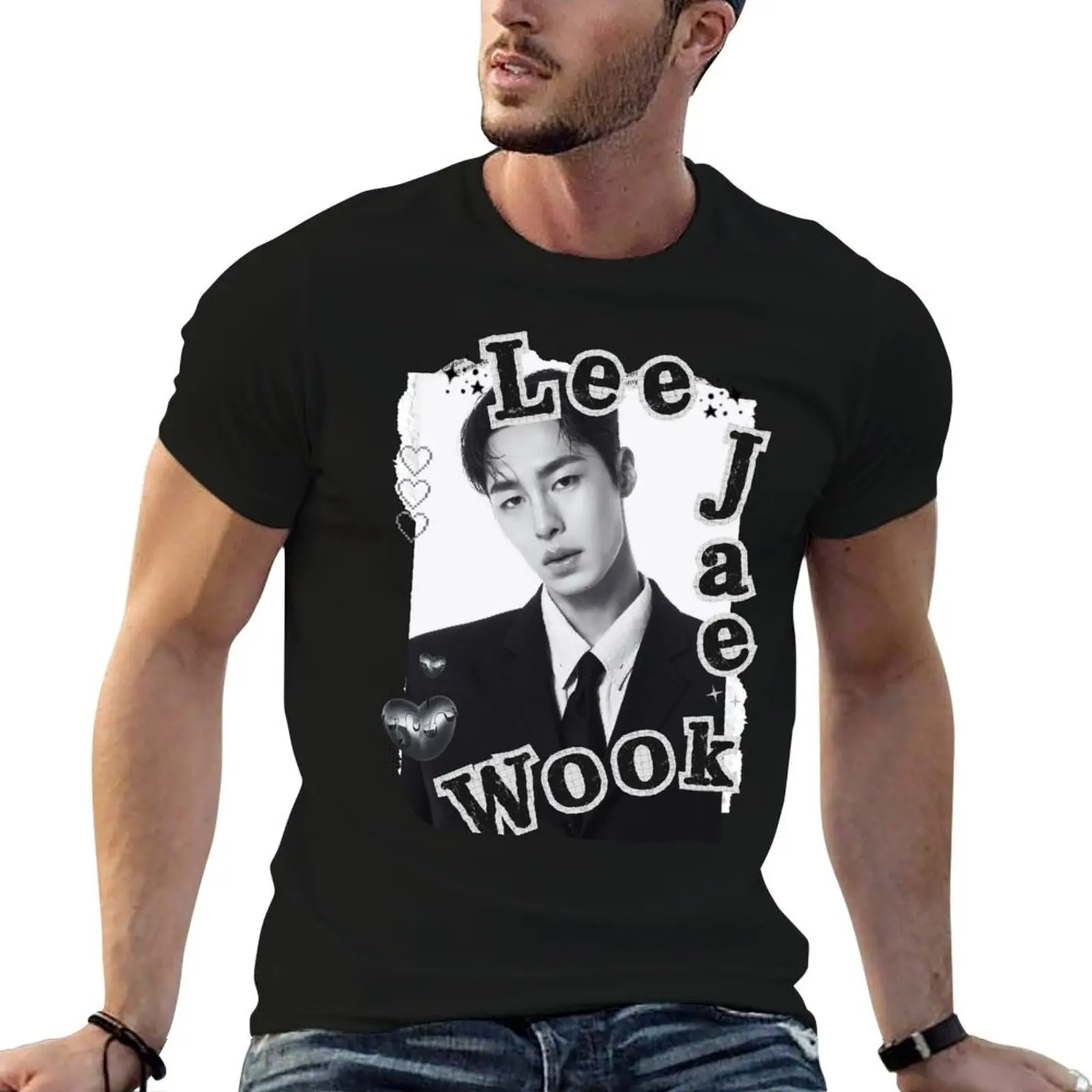 Lee Jae-wook: Camiseta con icono de drama en blanco y negro, camiseta de algodón suave que no se encoge
