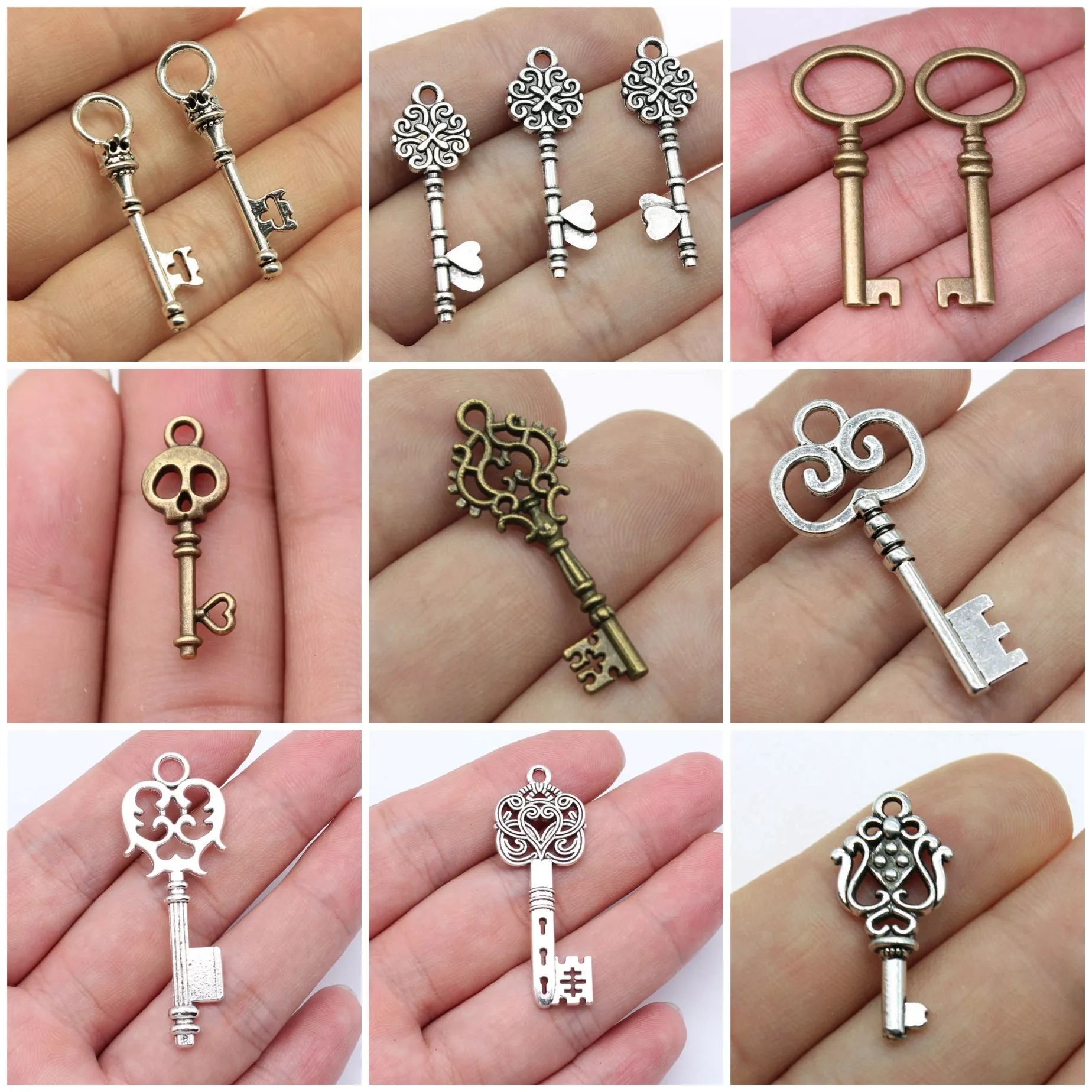 Heart Key Matching Love Charms Pendant Couple For DIY Bracelet Necklace Jewelry Making Wholesale