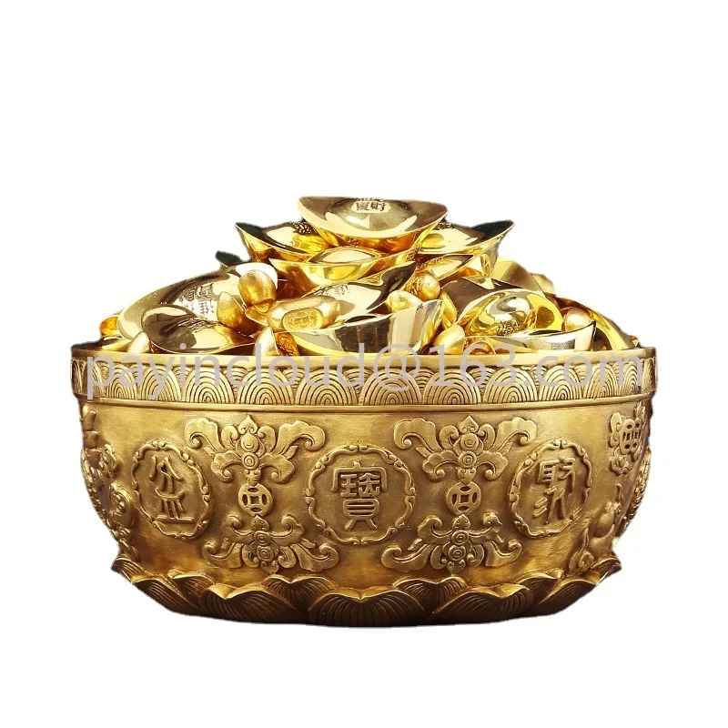 Entrance Decorative Crafts Coin Bank Brass Rice Pot Cornucopia Decoration Pure Copper Household Living Room