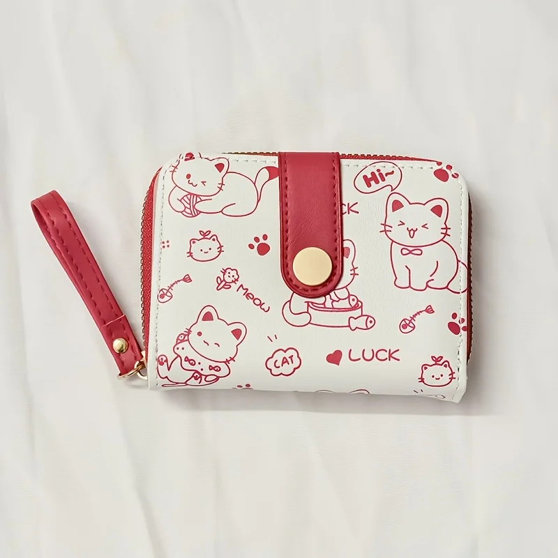 Women Wallet Coin Purse Printed Cute Bear Wallets Tri-Fold Snap Closure Student Short Card Card Holder Coin Purse Clutch ID Clip view 5