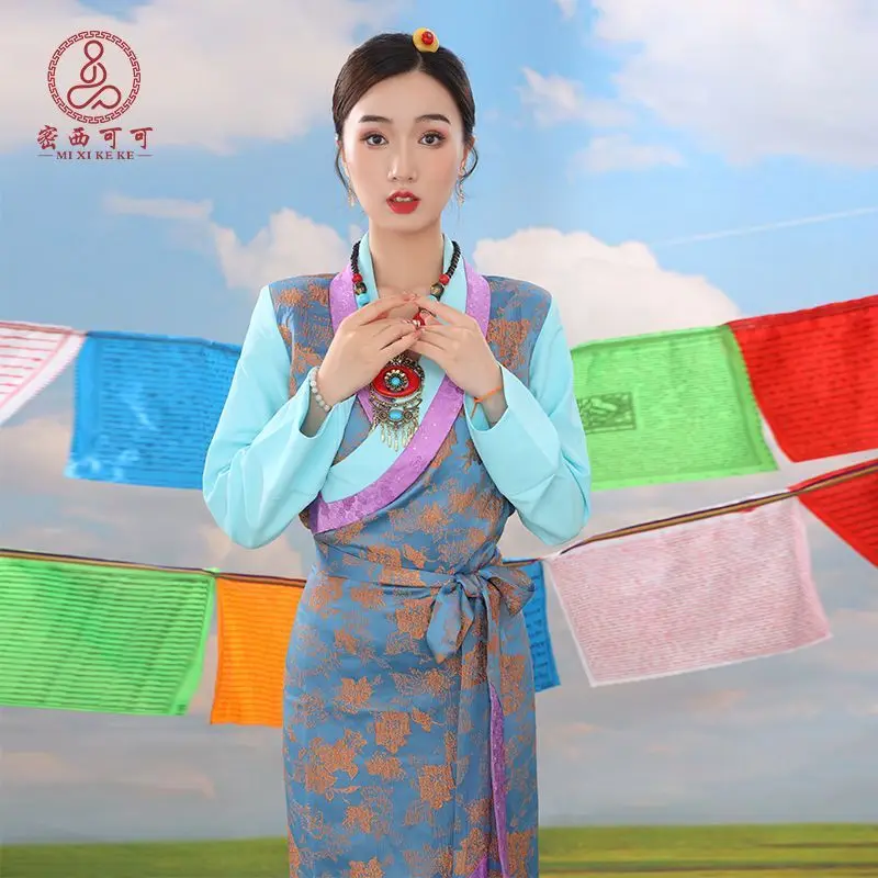 Nowa spódnica Xizang Clothing Bola w stylu etnicznym z haftem kwiatowym tybetańskim Guozhuang