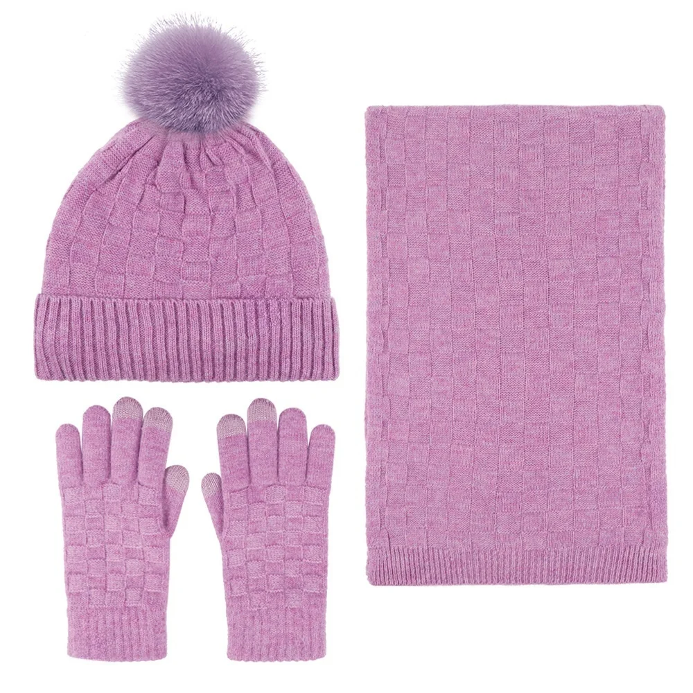 Ropa de invierno 2024, conjunto de gorro grueso con guante de piel para mantener el calor, bufanda para el cuello para niños