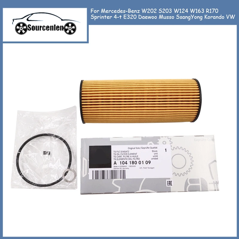 Engine Oil Filter 1041800109 for Mercedes-Benz W202 S203 W124 W163 R170 Sprinter 4-t E320 Daewoo Musso SsangYong Korando VW