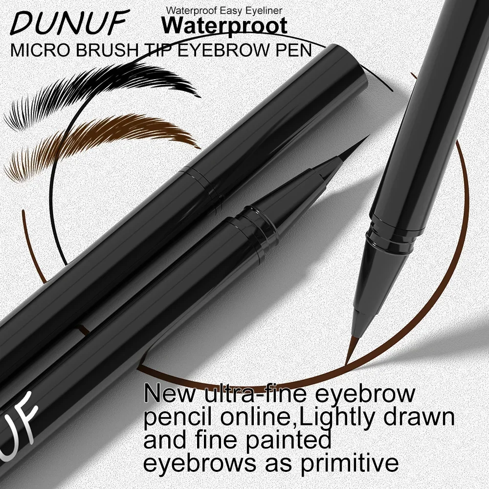 DUNUF Black Brown Ultra-fine Liquid Eyebrow Pencil Waterproof and Sweat Proof Natural Eyebrow Makeup Tool Eyebrow Pen Makeup