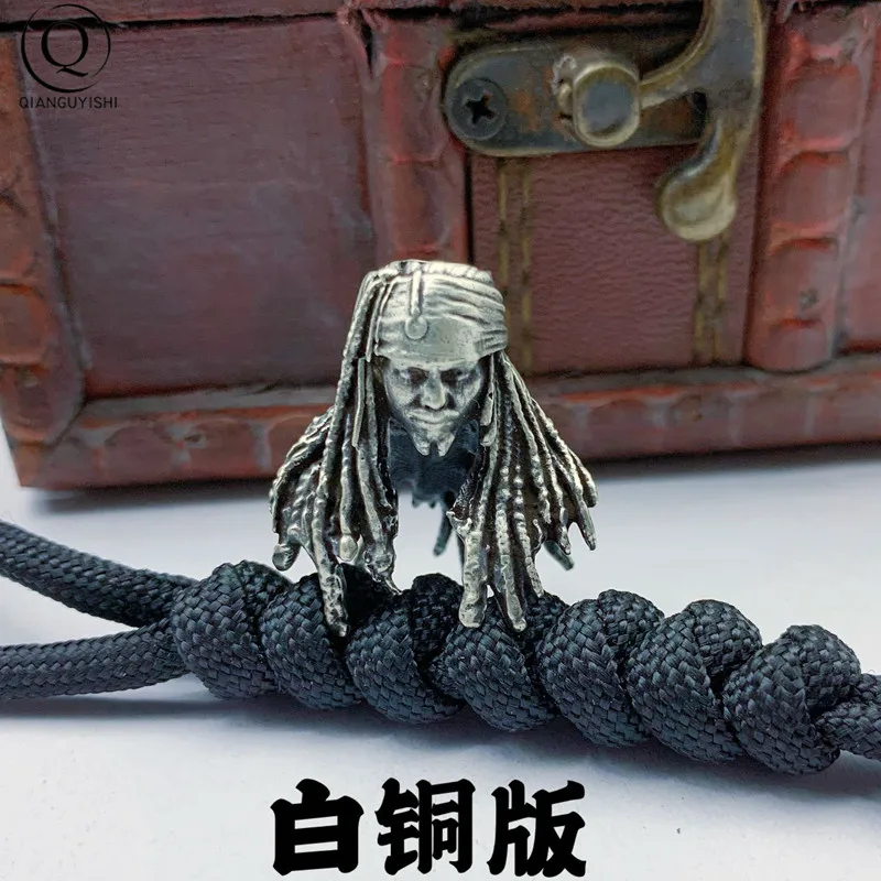 Hot Movie Character Pirates Captain Figurines Brass Paracord Bead DIY Knife Lanyard Pendant Charms EDC Accessories For Fans Gift