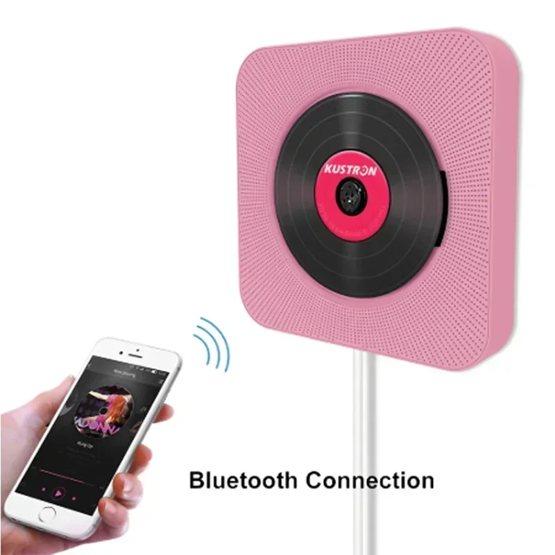 

CD Player Bluetooth Speaker Stereo Wall-Mounted Record Player with Remote Control FM Radio Built-in HiFi Speakers USB MP3
